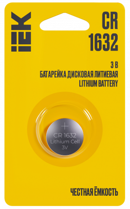 Фотография товара 'IEK ABT-CR1632-OP-L01 Батарейка дисковая литиевая CR1632'