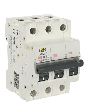 Фотография товара 'IEK ARMAT Автоматический выключатель M06N 3P D 10А, AR-M06N-3-D010'