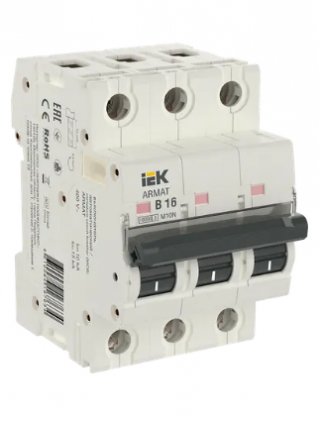 Фотография товара 'IEK ARMAT Автоматический выключатель M10N 3P B 16А AR-M10N-3-B016'