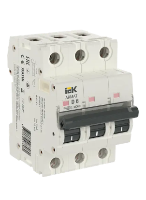 Фотография товара 'IEK ARMAT Автоматический выключатель M06N 3P D 6А, AR-M06N-3-D006'