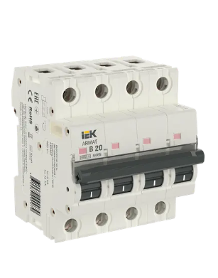 Фотография товара 'IEK ARMAT Автоматический выключатель M06N 4P B 20А AR-M06N-4-B020'