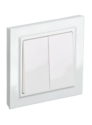 Фотография товара 'IEK BRITE Выключатель 2-клавишный 10А в сборе ВСР10-2-0-БрБ белый BR-V20-0-10-K01-F'