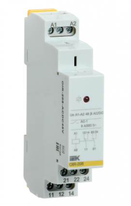 Фотография товара 'IEK Реле промежуточное модульное OIR 2 контакта 8А 48В AC/DC OIR-208-ACDC48V'