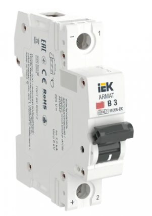 Фотография товара 'IEK ARMAT Автоматический выключатель M06N-DC 1P B 3А, AR-M06N-1-B003DC'