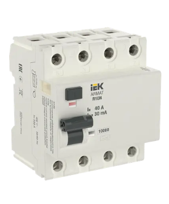 Фотография товара 'IEK ARMAT Выключатель дифференциального тока R10N 4P 40А 30мА тип A, AR-R10N-4-040A030'