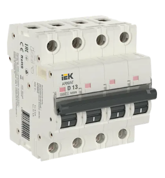 Фотография товара 'IEK ARMAT Автоматический выключатель M06N 4P D 13А, AR-M06N-4-D013'