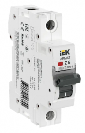 Фотография товара 'IEK ARMAT Автоматический выключатель M10N 1P Z 6А AR-M10N-1-Z006'