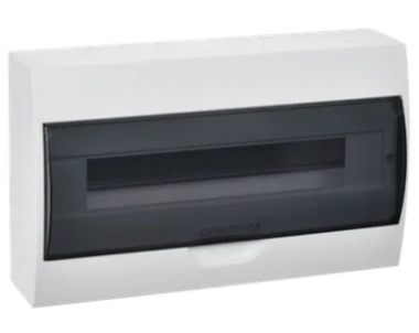 Фотография товара 'IEK  Корпус пластиковый ЩРН-П-18 черная прозрачная дверь IP41 MKP12-N-18-41-G'