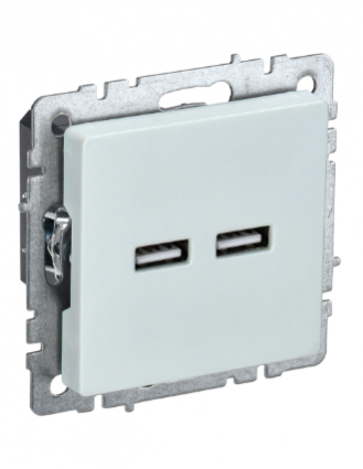 Фотография товара 'IEK BRITE Розетка USB A+A 5В 3,1А РЮ10-1-БрЖ жемчуг BR-U21-D31-K36'