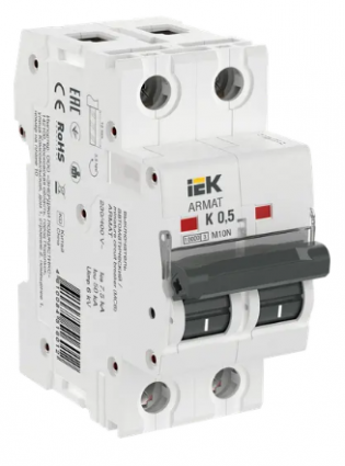 Фотография товара 'IEK ARMAT Автоматический выключатель M10N 2P K 0,5А AR-M10N-2-K0D5'