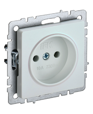 Фотография товара 'IEK BRITE Розетка 1-местная без заземления без защитных шторок 10А РС10-1-0-БрЖ жемчуг BR-R10-10-K36'