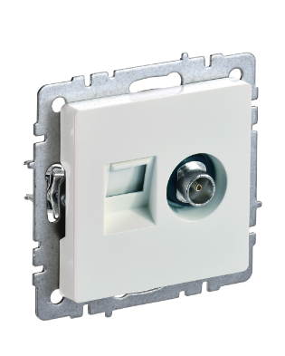 Фотография товара 'IEK BRITE Розетка двойная TV+RJ45 кат.5E РТВ/РК12-БрЖ жемчуг BR-AK20-1-K36'