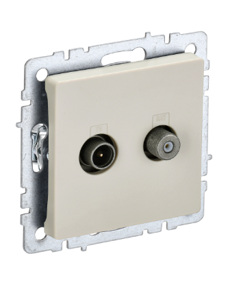 Фотография товара 'IEK BRITE Розетка двойная TV+SAT РТВ/РСп12-БрКр бежевый BR-AF20-O-K10'