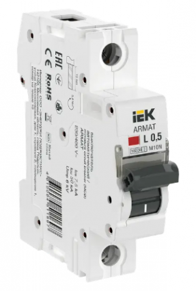 Фотография товара 'IEK ARMAT Автоматический выключатель M10N 1P L 0,5А AR-M10N-1-L0D5'