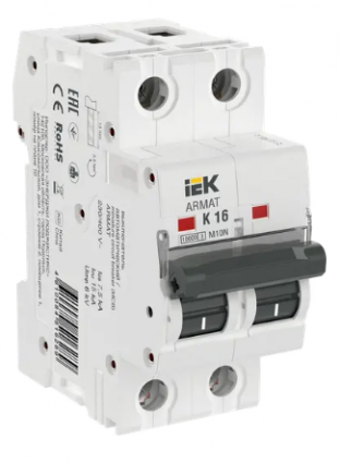 Фотография товара 'IEK ARMAT Автоматический выключатель M10N 2P K 16А AR-M10N-2-K016'