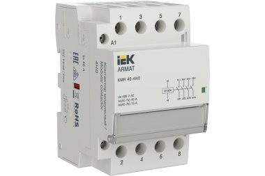 Фотография товара 'IEK AR-KMR20-040-40-024 ARMAT Контактор модульный KMR 40А 24В AC/DC 4НО'