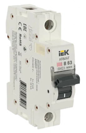 Фотография товара 'IEK ARMAT Автоматический выключатель M06N 1P B 63А AR-M06N-1-B063'