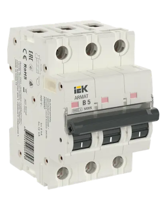 Фотография товара 'IEK ARMAT Автоматический выключатель M06N 3P B 5А, AR-M06N-3-B005'