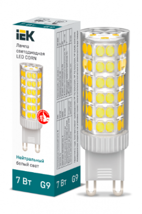 Фотография товара 'IEK Лампа светодиодная CORN капсула 7Вт 230В 4000К керамика G9 LLE-CORN-7-230-40-G9'