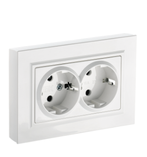 Фотография товара 'IEK BRITE Розетка 2-местная с заземлением без защитных шторок 16А в сборе РС12-3-БрБ белый BR-R21-16-K01-F'