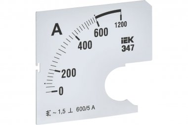 Фотография товара 'IEK IPA10D-SC-0600 Шкала смен. для амперметра Э47 600/5А-1,5 72х72мм'