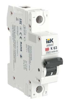 Фотография товара 'IEK ARMAT Автоматический выключатель M06N-DC 1P K 63А, AR-M06N-1-K063DC'
