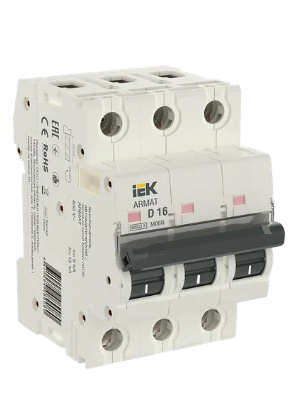 Фотография товара 'IEK ARMAT Автоматический выключатель M06N 3P D 16А AR-M06N-3-D016'
