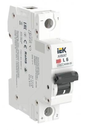 Фотография товара 'IEK ARMAT Автоматический выключатель M06N-DC 1P L 6А, AR-M06N-1-L006DC'
