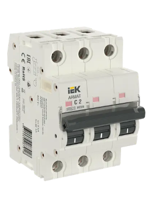 Фотография товара 'IEK ARMAT Автоматический выключатель M06N 3P C 2А AR-M06N-3-C002'