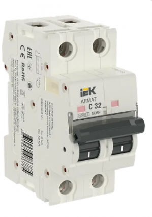 Фотография товара 'IEK ARMAT Автоматический выключатель M06N 2P C 32А AR-M06N-2-C032'