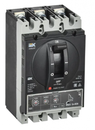 Фотография товара 'IEK ARMAT Автоматический выключатель в литом корпусе 3P типоразмер A 150кА 63А AR-MCCB-3A-150-0063A-ELSC'