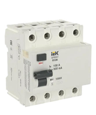 Фотография товара 'IEK ARMAT Выключатель дифференциального тока R10N 4P 100А 300мА тип A-S, AR-R10N-4-100AS300'