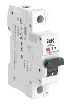 Фотография товара 'IEK ARMAT Автоматический выключатель M06N-DC 1P Z 3А, AR-M06N-1-Z003DC'
