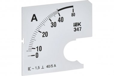 Фотография товара 'IEK IPA10D-SC-0040 Шкала смен. для амперметра Э47 40/5А-1,5 72х72мм'