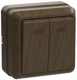 Фотография товара 'IEK Выключатель 2-клавишный для открытой установки с индикацией ВС20-2-1-ОД 10А ОКТАВА, EVO21-K04-10-DC'