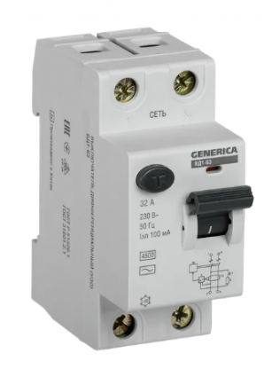 Фотография товара 'IEK Выключатель дифференциальный (УЗО) ВД1-63 2Р 32А 100мА, MDV15-2-032-100'