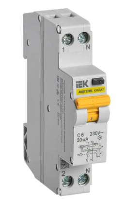 Фотография товара 'IEK Выключатель автоматический дифференциального тока АВДТ32ML тип A С6 30мА KARAT, MVD12-1-006-C-030-A'