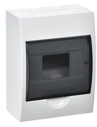 Фотография товара 'IEK Корпус пластиковый ЩРН-П-6 черная прозрачная дверь IP41 MKP12-N-06-41-G'