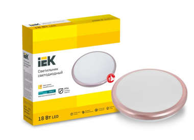 Фотография товара 'IEK Светильник светодиодный ДПБ 3203 18Вт IP54 4000K круг розовое золото LDPB0-3203-18-4000-K01'