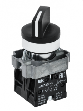 Фотография товара 'IEK Переключатель LA167-BDF45 на 2 положения 1з+1р черный BSW20-BDF45-3-24-67-2-K02'