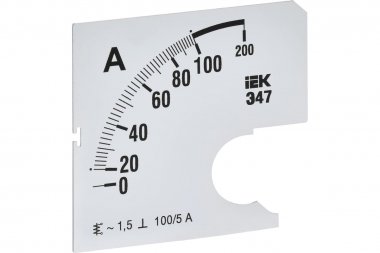 Фотография товара 'IEK IPA10D-SC-0100 Шкала смен. для амперметра Э47 100/5А-1,5 72х72мм'