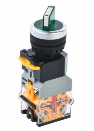 Фотография товара 'IEK Переключатель D8-11XD2 на 2 положения 1з+1р с подсветкой зеленый BSW30-11XD2-3-14-2-K06'