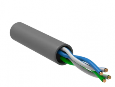 Фотография товара 'IEK Витая пара U/UTP кат.5E 24AWG 2 пары PVC 1м серый (305м) BC1-C5E02-111-305-R-G'