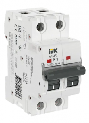 Фотография товара 'IEK ARMAT Автоматический выключатель M10N 2P K 1А AR-M10N-2-K001'