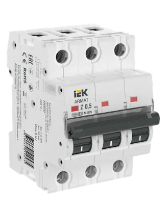 Фотография товара 'IEK ARMAT Автоматический выключатель M10N 3P Z 0,5А AR-M10N-3-Z0D5'