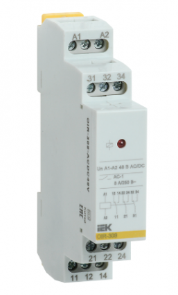 Фотография товара 'IEK Реле промежуточное модульное OIR 3 контакта 8А 48В AC/DC OIR-308-ACDC48V'