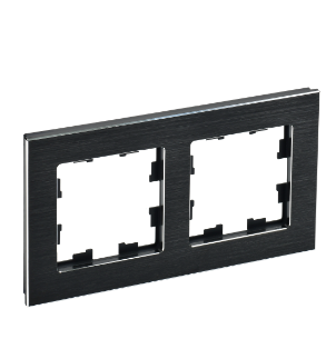 Фотография товара 'IEK BRITE Рамка 2 -местная РУ-2-1-БрЧ металл черный BR-M22-M-K02'