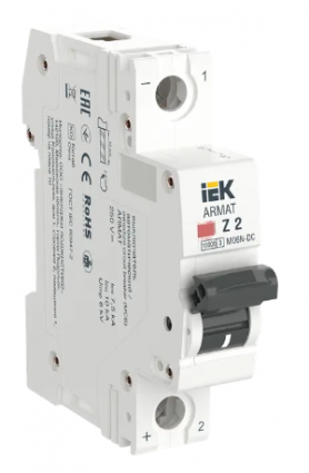 Фотография товара 'IEK ARMAT Автоматический выключатель M06N-DC 1P Z 2А, AR-M06N-1-Z002DC'