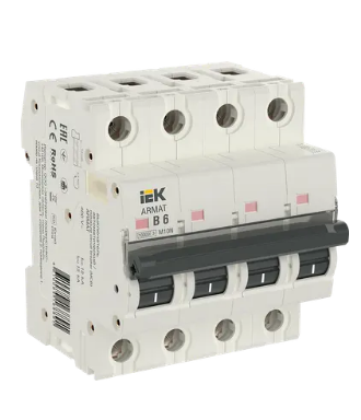 Фотография товара 'IEK ARMAT Автоматический выключатель M10N 4P B 6А AR-M10N-4-B006'