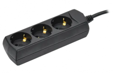 Фотография товара 'IEK  Удлинитель У03 3 места с заземлением 3м 3х1мм2 10А 250В черный WYP10-10-03-03-Z-K02-G'